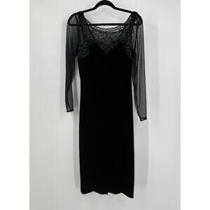 Night Way Women Dress Size M Velvet Vintage Whimsigoth Cocktail Glam Sequin FLAW